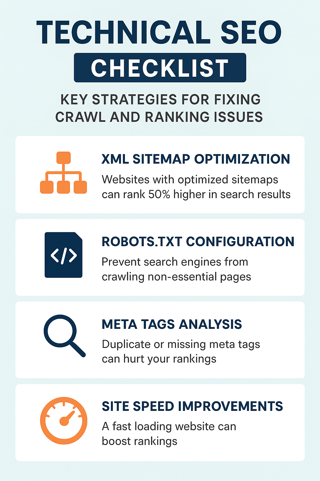 technical search engine optimization checklist for fixing crawl and ranking issues